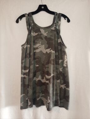 Cold Shoulder Camo Indie Sleaze Top Feminine Utility Streetwear Gorpcore Blouse